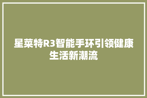 星菜特R3智能手环引领健康生活新潮流  第1张