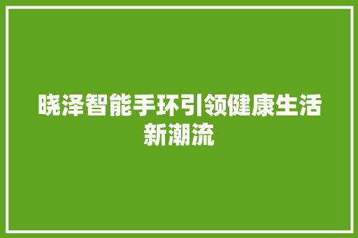 晓泽智能手环引领健康生活新潮流  第1张