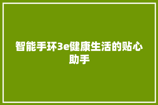 智能手环3e健康生活的贴心助手  第1张