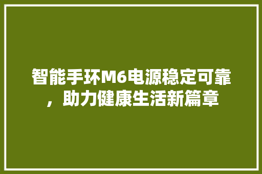 智能手环M6电源稳定可靠，助力健康生活新篇章