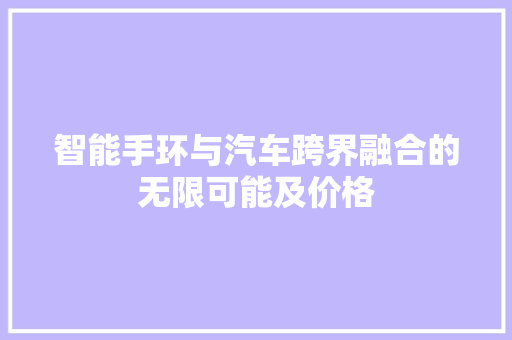 智能手环与汽车跨界融合的无限可能及价格