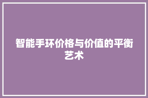 智能手环价格与价值的平衡艺术