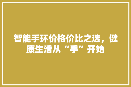 智能手环价格价比之选，健康生活从“手”开始