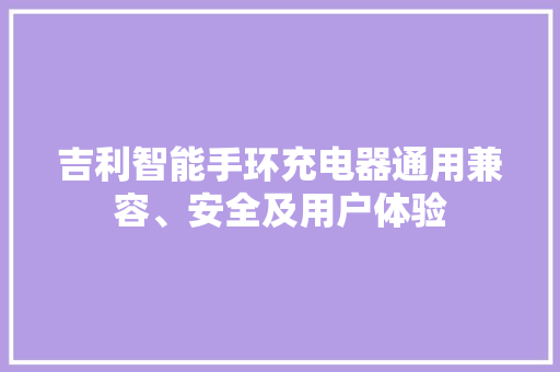 吉利智能手环充电器通用兼容、安全及用户体验