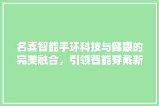 名喜智能手环科技与健康的完美融合，引领智能穿戴新时代