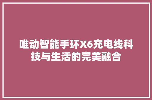 唯动智能手环X6充电线科技与生活的完美融合