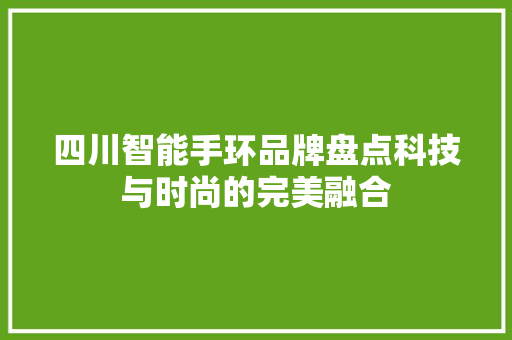 四川智能手环品牌盘点科技与时尚的完美融合  第1张