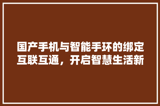 国产手机与智能手环的绑定互联互通，开启智慧生活新篇章  第1张