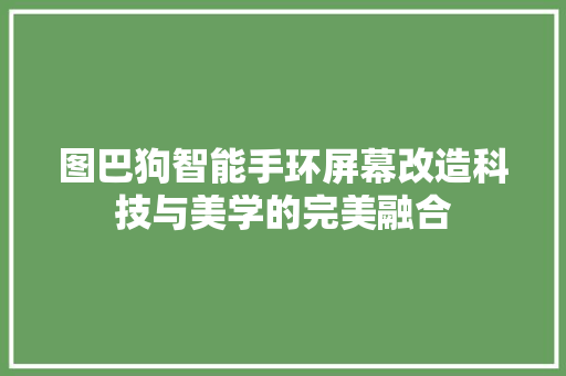 图巴狗智能手环屏幕改造科技与美学的完美融合