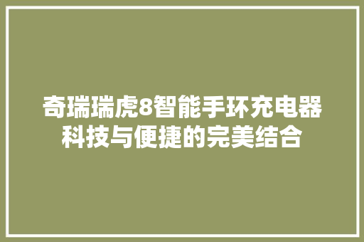 奇瑞瑞虎8智能手环充电器科技与便捷的完美结合