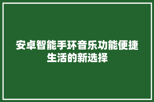 安卓智能手环音乐功能便捷生活的新选择