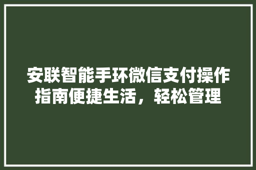 安联智能手环微信支付操作指南便捷生活，轻松管理  第1张