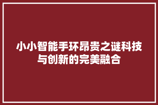 小小智能手环昂贵之谜科技与创新的完美融合  第1张