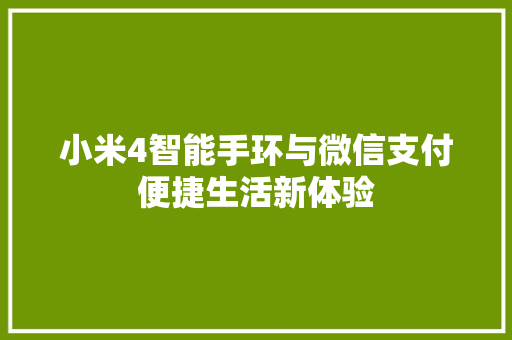 小米4智能手环与微信支付便捷生活新体验  第1张