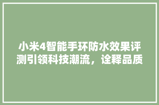 小米4智能手环防水效果评测引领科技潮流，诠释品质生活