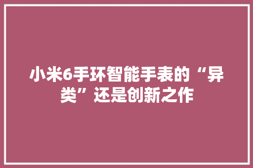 小米6手环智能手表的“异类”还是创新之作