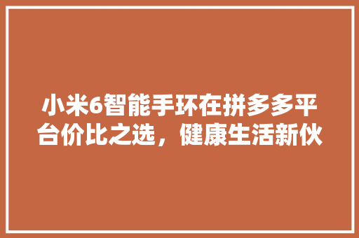 小米6智能手环在拼多多平台价比之选，健康生活新伙伴