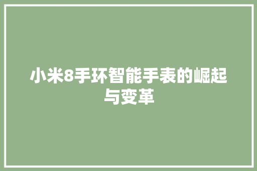 小米8手环智能手表的崛起与变革