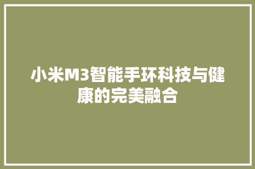 小米M3智能手环科技与健康的完美融合