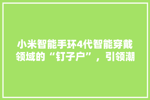 小米智能手环4代智能穿戴领域的“钉子户”，引领潮流的先锋力量