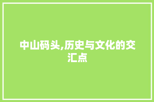 中山码头,历史与文化的交汇点  第1张