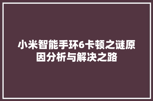 小米智能手环6卡顿之谜原因分析与解决之路  第1张