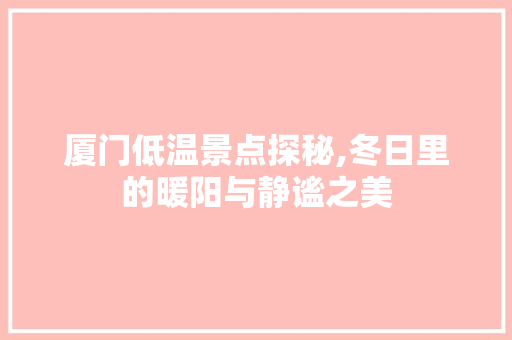 厦门低温景点探秘,冬日里的暖阳与静谧之美