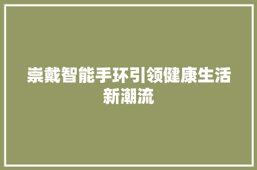 崇戴智能手环引领健康生活新潮流