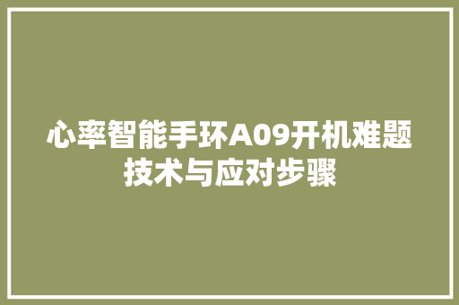 心率智能手环A09开机难题技术与应对步骤