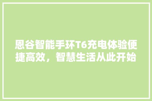 恩谷智能手环T6充电体验便捷高效，智慧生活从此开始