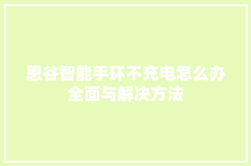 恩谷智能手环不充电怎么办全面与解决方法  第1张