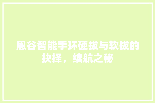 恩谷智能手环硬拔与软拔的抉择，续航之秘