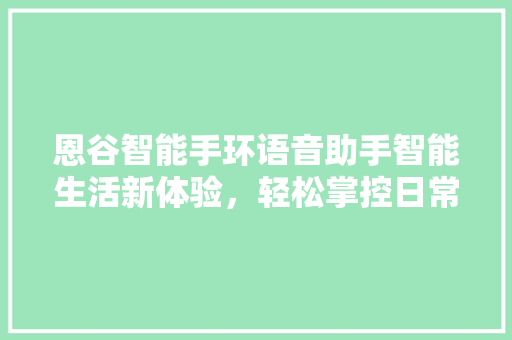 恩谷智能手环语音助手智能生活新体验，轻松掌控日常