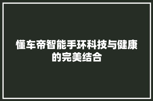 懂车帝智能手环科技与健康的完美结合  第1张