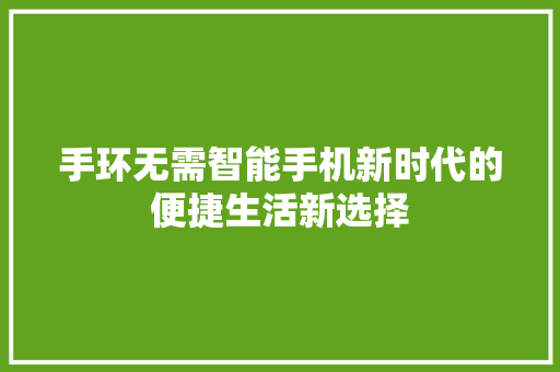 手环无需智能手机新时代的便捷生活新选择