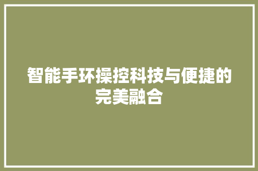 智能手环操控科技与便捷的完美融合