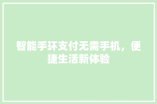 智能手环支付无需手机，便捷生活新体验