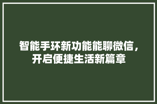 智能手环新功能能聊微信，开启便捷生活新篇章