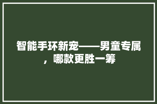 智能手环新宠——男童专属，哪款更胜一筹