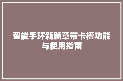 智能手环新篇章带卡槽功能与使用指南