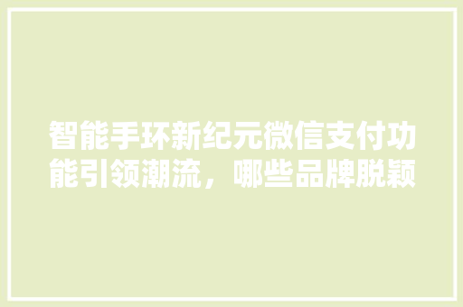 智能手环新纪元微信支付功能引领潮流，哪些品牌脱颖而出