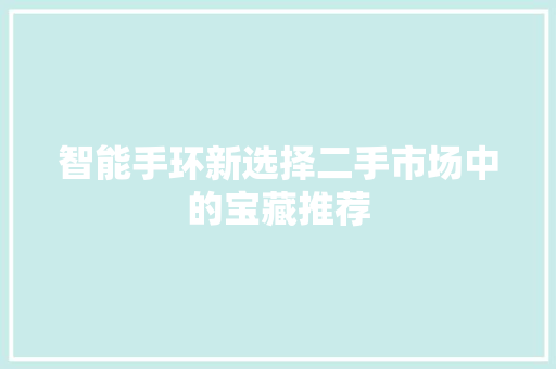 智能手环新选择二手市场中的宝藏推荐