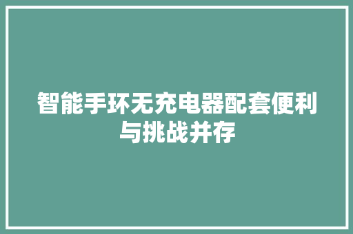 智能手环无充电器配套便利与挑战并存