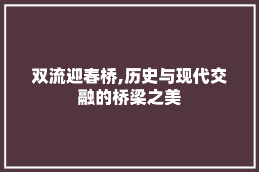 双流迎春桥,历史与现代交融的桥梁之美