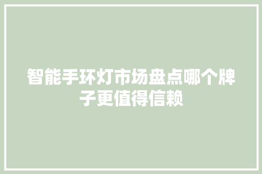 智能手环灯市场盘点哪个牌子更值得信赖