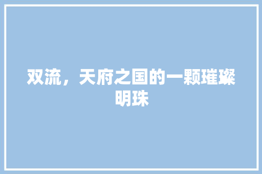 双流，天府之国的一颗璀璨明珠