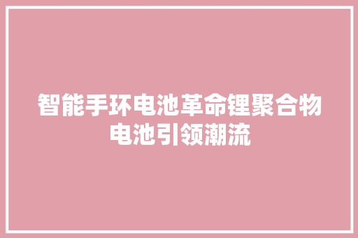 智能手环电池革命锂聚合物电池引领潮流  第1张