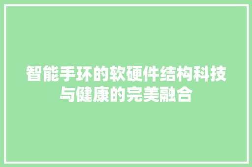 智能手环的软硬件结构科技与健康的完美融合  第1张