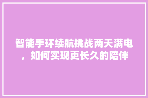 智能手环续航挑战两天满电，如何实现更长久的陪伴