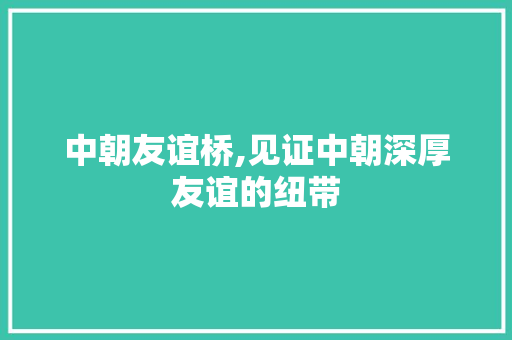 中朝友谊桥,见证中朝深厚友谊的纽带